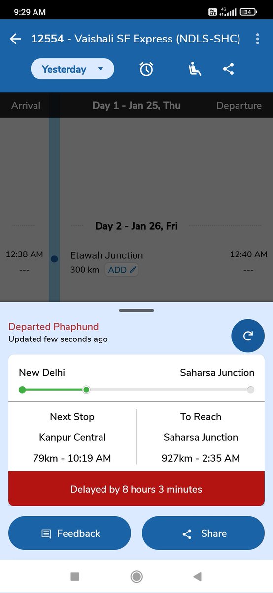 The train service from Delhi to Bihar is in very bad condition. Specially Bihar S. Kranti and Vaishali are running significantly delayed. Can anyone provide information on what's happening? How long will this continue?
<a href="/NWRailways/">North Western Railway</a>
<a href="/AshwiniVaishnaw/">Ashwini Vaishnaw</a> 
<a href="/RailMinIndia/">Ministry of Railways</a>