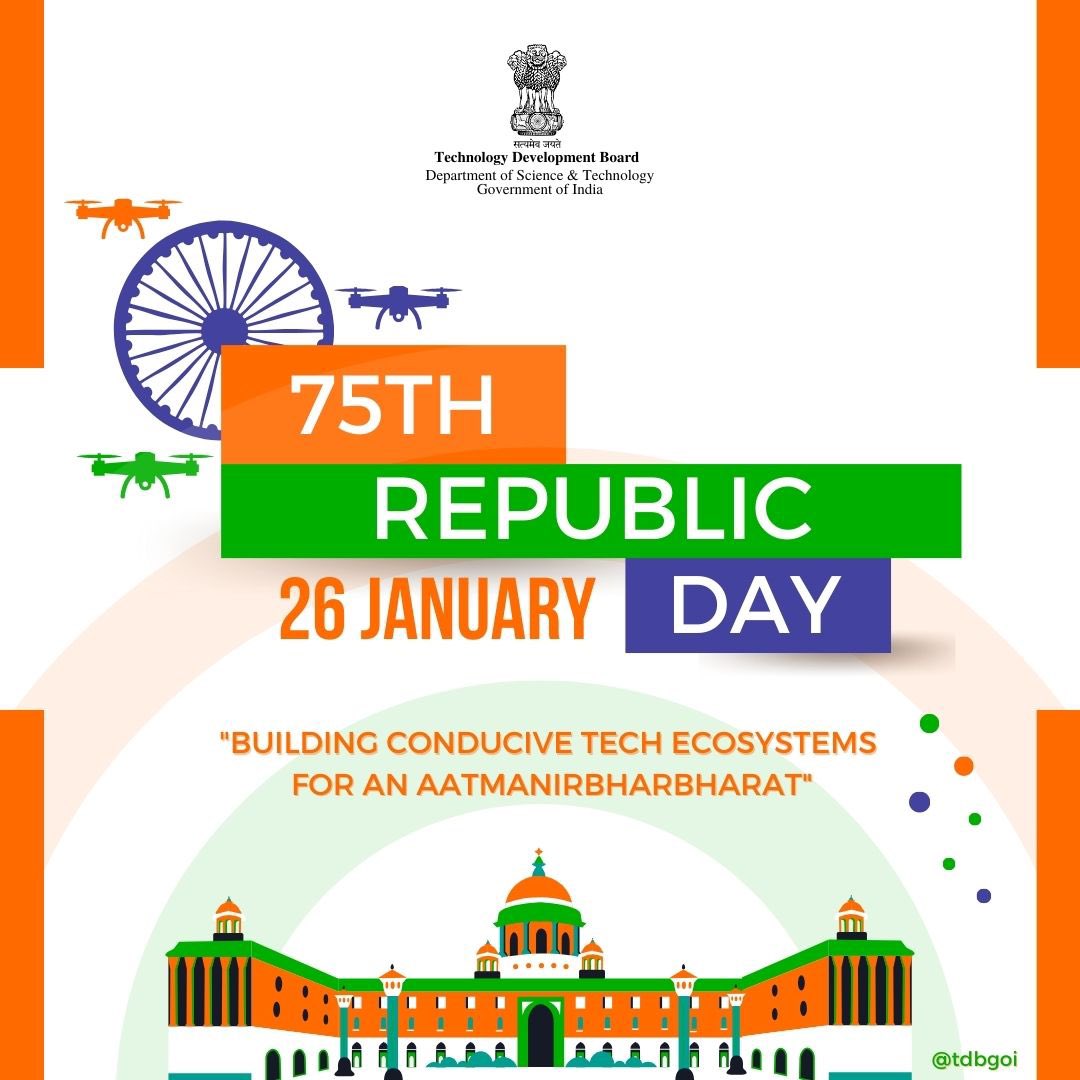 tdbgoi's tweet image. &quot;Happy 75th Republic Day! 🇮🇳 

Together, let&apos;s build a future powered by homegrown innovations.

 #RepublicDay #IndigenousTech&quot;