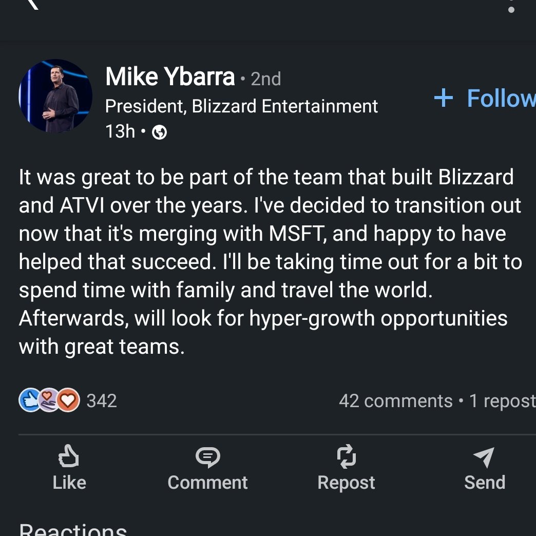 I feel like this just really. Really. Shows who he really is. Don't let this be forgotten, that this is how a leader exited the company, while so many of his employees are crying and broken and scared. 

Fuck off, Mike.