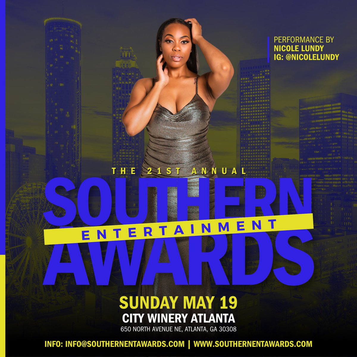 Welcoming to the stage the soulful @nicolelundy (Houston, TX) performing LIVE at the 21st Annual Southern Entertainment Awards • Sunday May 19th, 2024 • City Winery-Atlanta 

🎟: available at @citywineryatl 

#music #networking #entertainment #media