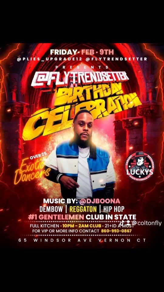 FlyTrendSetter's tweet image. 📆Friday📆 Feb 9️⃣Th @flytrendsetter Birthday Bash‼️ @luckysofct 📍Hottest Strip Club in #State💰Music 🎧 By: @djboona 🔥‼️ Over 2️⃣5️⃣ Exotic Dancers 👯 😍 For Vip 🍾 Or More info📲  Contact @plies_upgrade12