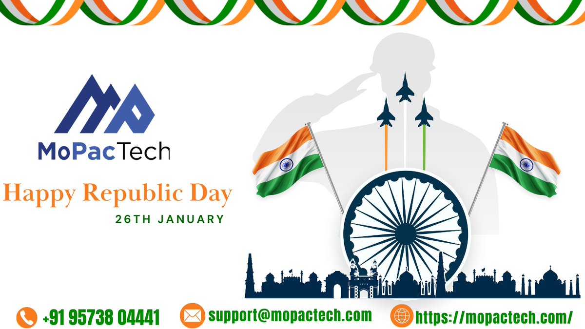 MoPacTech's tweet image. Proud to be a part of this incredible nation! Happy Republic Day, India! 
#Mopactech #HappyRepublicDay2024 #RepublicDay #RepublicDay #ProudIndian