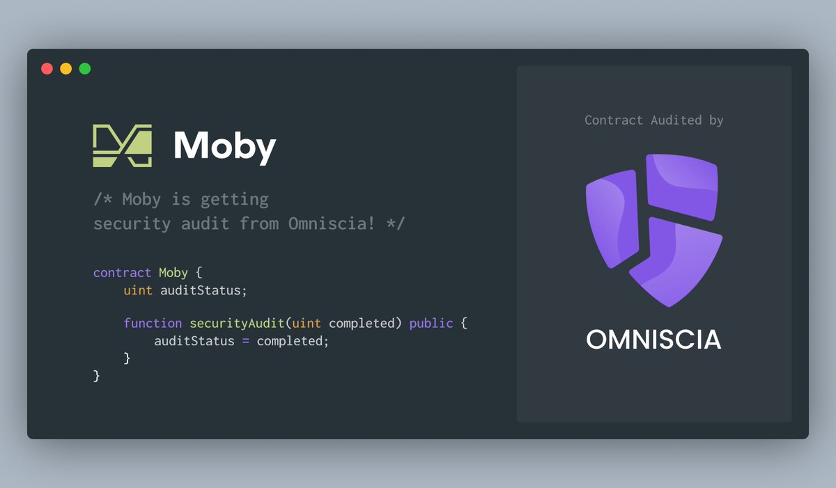 Moby_trade's tweet photo. Excited to announce that @moby_trade will be getting a security audit from @Omniscia_sec, one of the most prominent Web3 audit companies with commitment to security and a flawless track record with 400+ projects in #DeFi #options #mainnets. Moby goes live on @arbitrum by H1 2024.