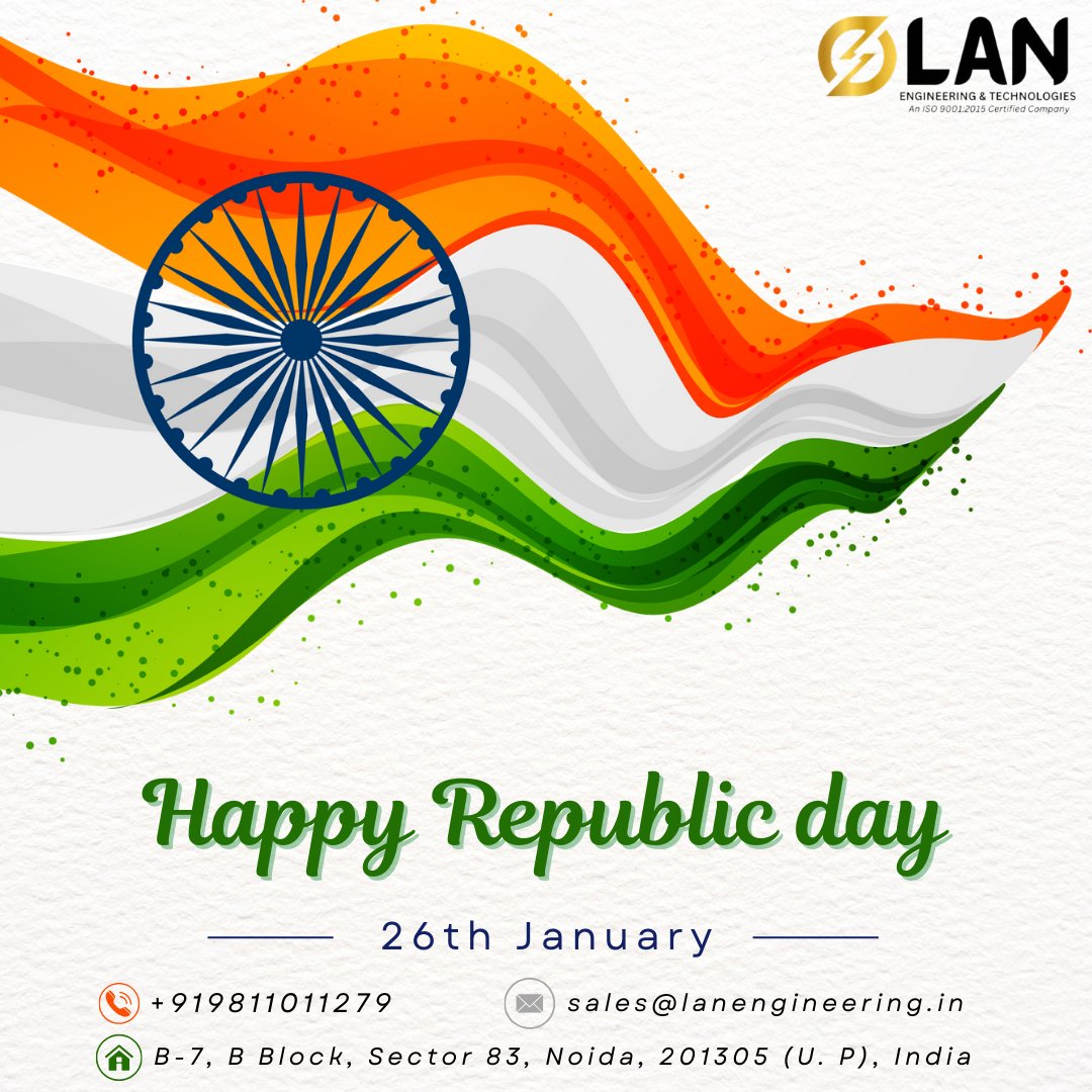 lan_enginering's tweet image. “Today, Let us remember the golden heritage of our country and feel proud to be a part of India. and let’s salute the Nation.” Happy Republic Day!! #HappyRepublicDay #india #26jan #RepublicDay #republicdayindia #26january #republicday2024 #lanengineering