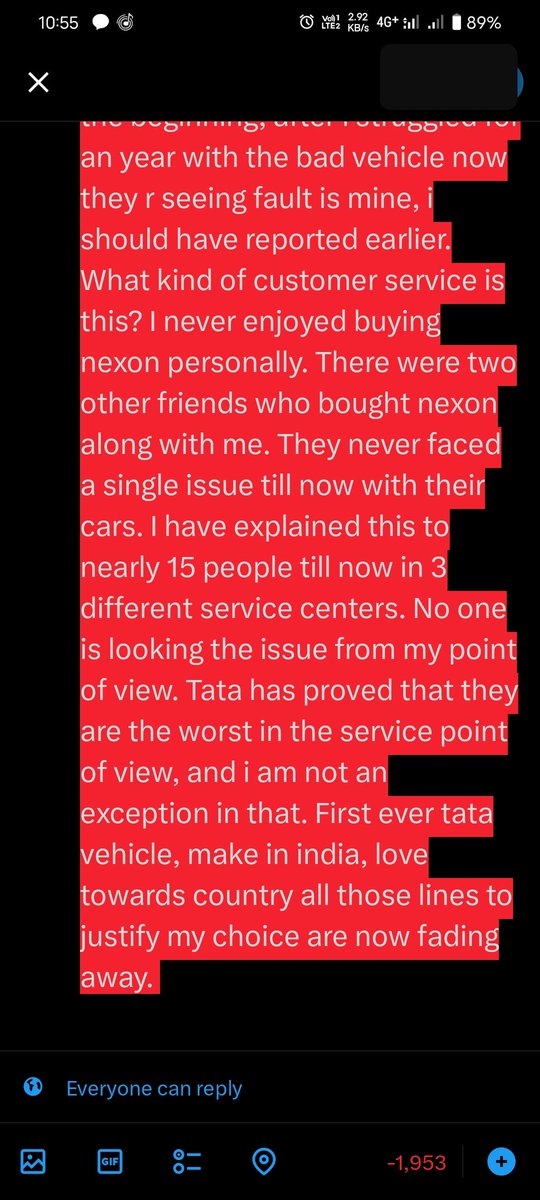 VoletiLaxmi's tweet photo. @TataMotors @TataCompanies @RNTata2000 a kind letter from a hard-core tata fan. 
Bought a car -> reported about issues in initial months -> reported again for the next service ->reported again in the next service, then they said clutch is not good. Need to change it for 15k!! https://t.co/TmWw8uKpnS