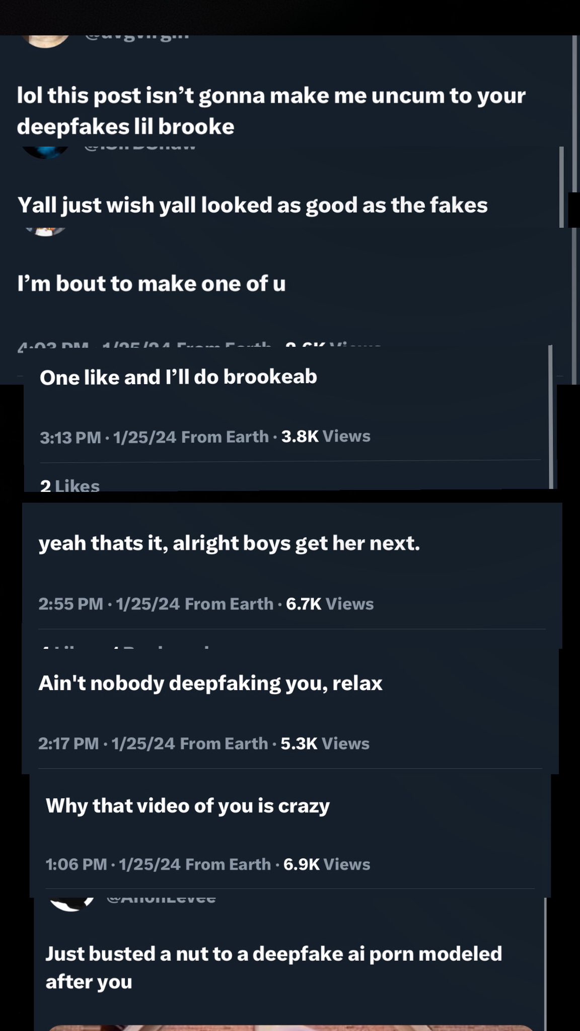 brooke on X: totally sane and not at all weird reactions to a tweet about  not wanting to be used for sexual content without consent 🙂  t.coqZe6PGA7Bn  X