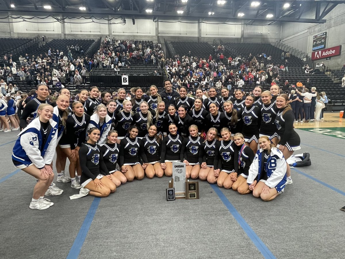 RodneyShaw55's tweet photo. Late night at UVU but well worth it. @BinghamCheer takes 2nd place at the 6A State Cheer Championships. We are extremely proud of all of you. It’s a Great Night to be Miner Cheerleader! https://t.co/PA6qJ3SgCF