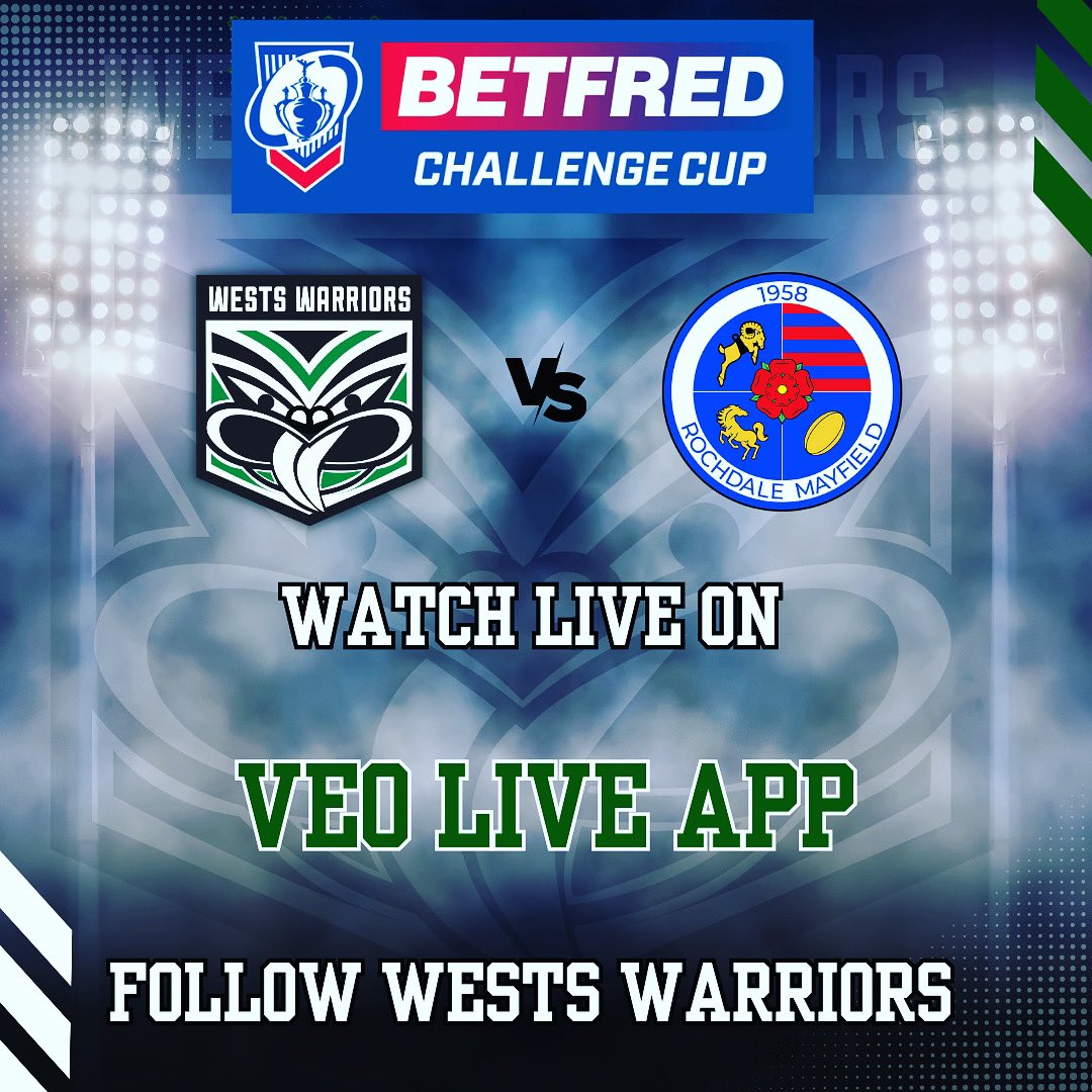 Announcement 🗣️

Our round 2 Challenge Cup match will be live streamed via the VEO Live app. 

Simply download the VEO Live app

Time Zones: 
Jan 27th: 14.00 🇬🇧 - GMT 
Jan 27th: 22.00 🇦🇺 - AWST 
Jan 28th: 12.00 🇦🇺 - AEST 
Jan 28th: 01.00 🇦🇺 - AEDT 
Jan 28th: 03.00 🇳🇿 - NZDT