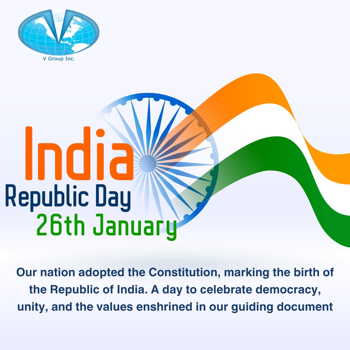VGroupEcommerce's tweet photo. 🎉 Happy Republic Day, India! 🎉 May our tricolor always fly high with pride. Let's commemorate the values that make our nation unique. 🇮🇳 #RepublicDay2024  #India2024  #Patriotism #JaiHind #Vgroup https://t.co/j24PRS5H8Y