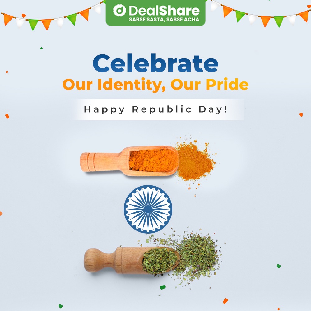 DealShare family wishes everyone a joyous Republic Day🇮🇳 #RepublicDay #MehangaiSeAzaadi #republicdaycelebration #india #retail