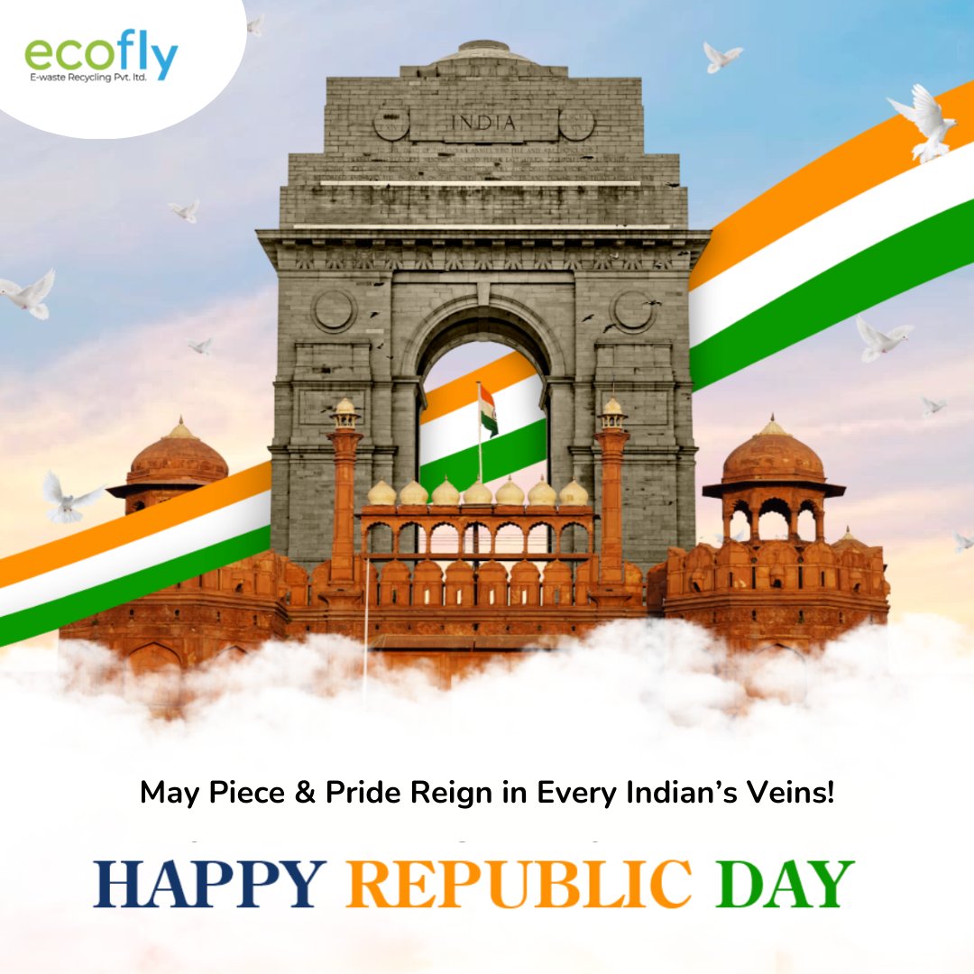 May Piece & Pride Reign in Every Indian’s Veins! Happy Republic Day🇮🇳 #RepublicDay #GreenIndia #CleanIndia #Ecoflyewaste #Ecofly #Republic2024 #ewaste #Recycle