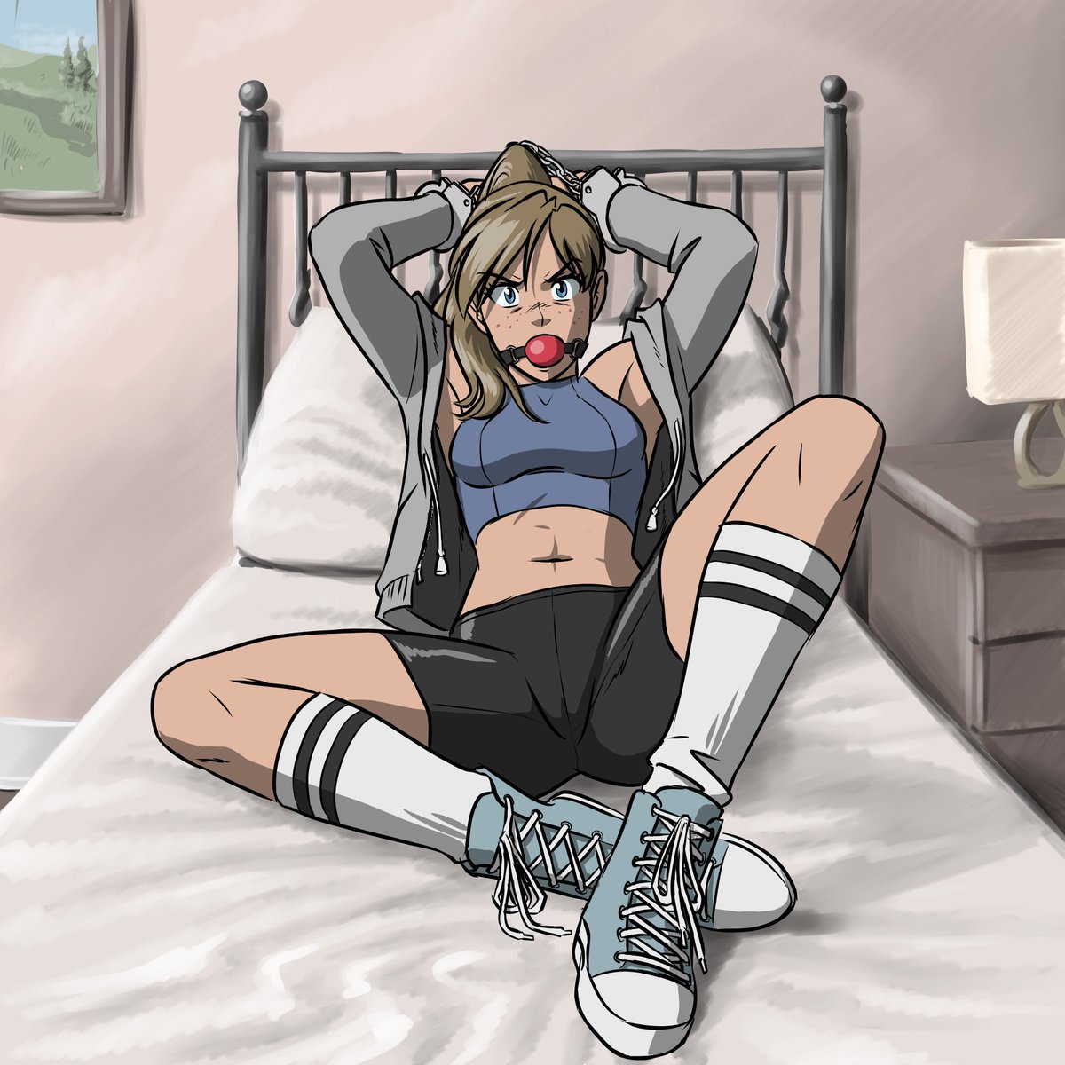 DoodlepoodleX's tweet photo. "I can assure you dear viewer, it was totally necessary for the plot to have Angie in a ballgag, handcuffed to a bed."

Who else would like to jump in on the #necessaryfortheplot fun? Let's have the train rolling! https://t.co/pFkIYSldZ8