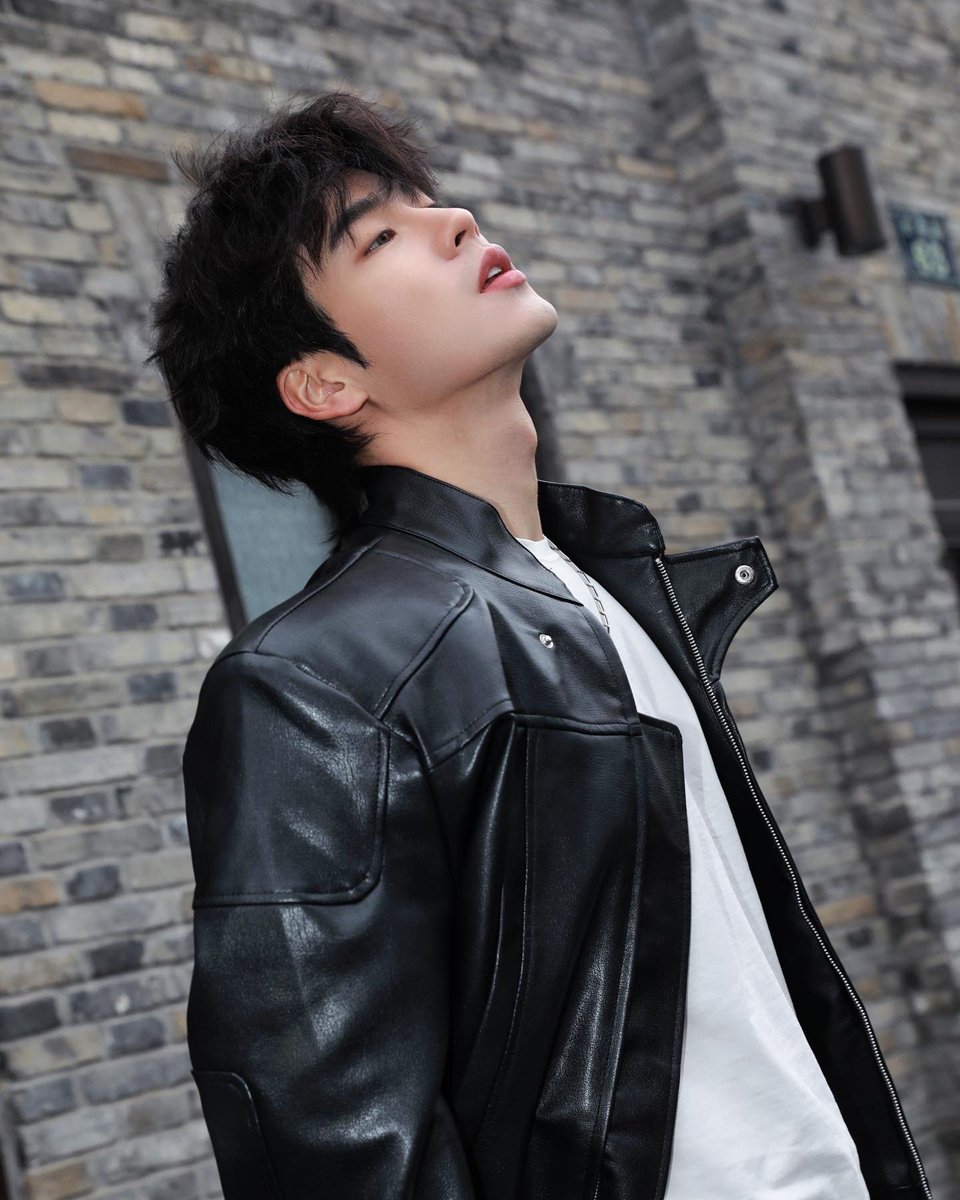 Sweet boy gone cool with my leather jacket 😎