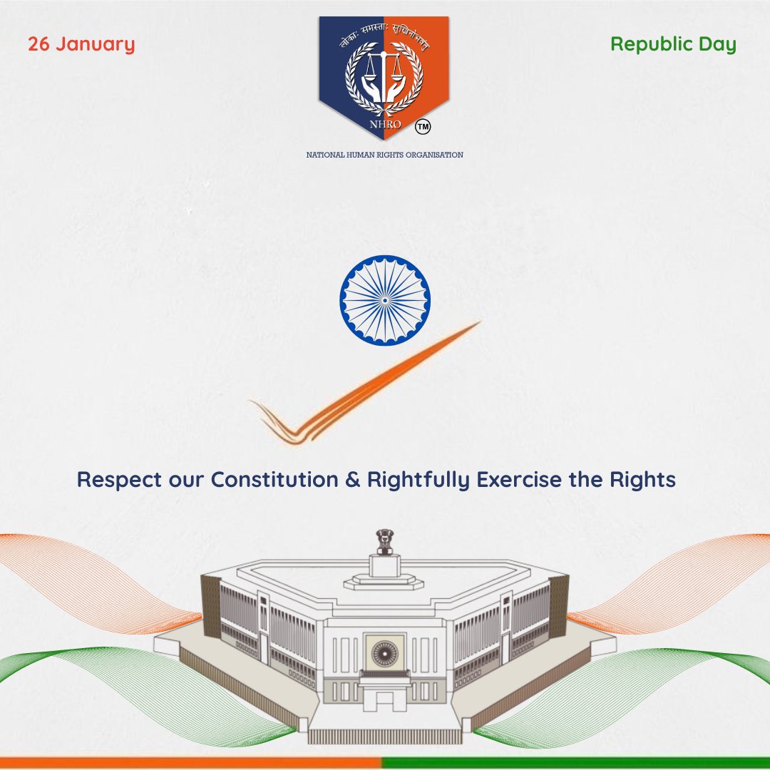 nhro_org's tweet photo. National Human Rights Organisation wishes Happy Republic Day to Every Indian across the globe. 
#rashtriyamanavadhkarsangathan #NationalHumanRightsOrganisation #official_nhro #NHRO #NationalHumanRightsCommission #RepublicDay https://t.co/cQwY1WnaPk