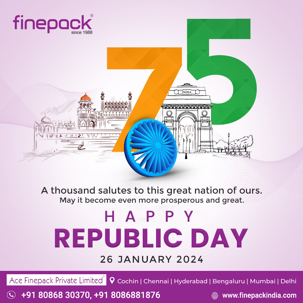 Celebrating the spirit of unity, diversity, and freedom on this Republic Day! Happy 75th Republic Day, India!🇮🇳
.
.
#AceFinepack #RepublicDay #India #RepublicDay2024 #75threpublicdayindia