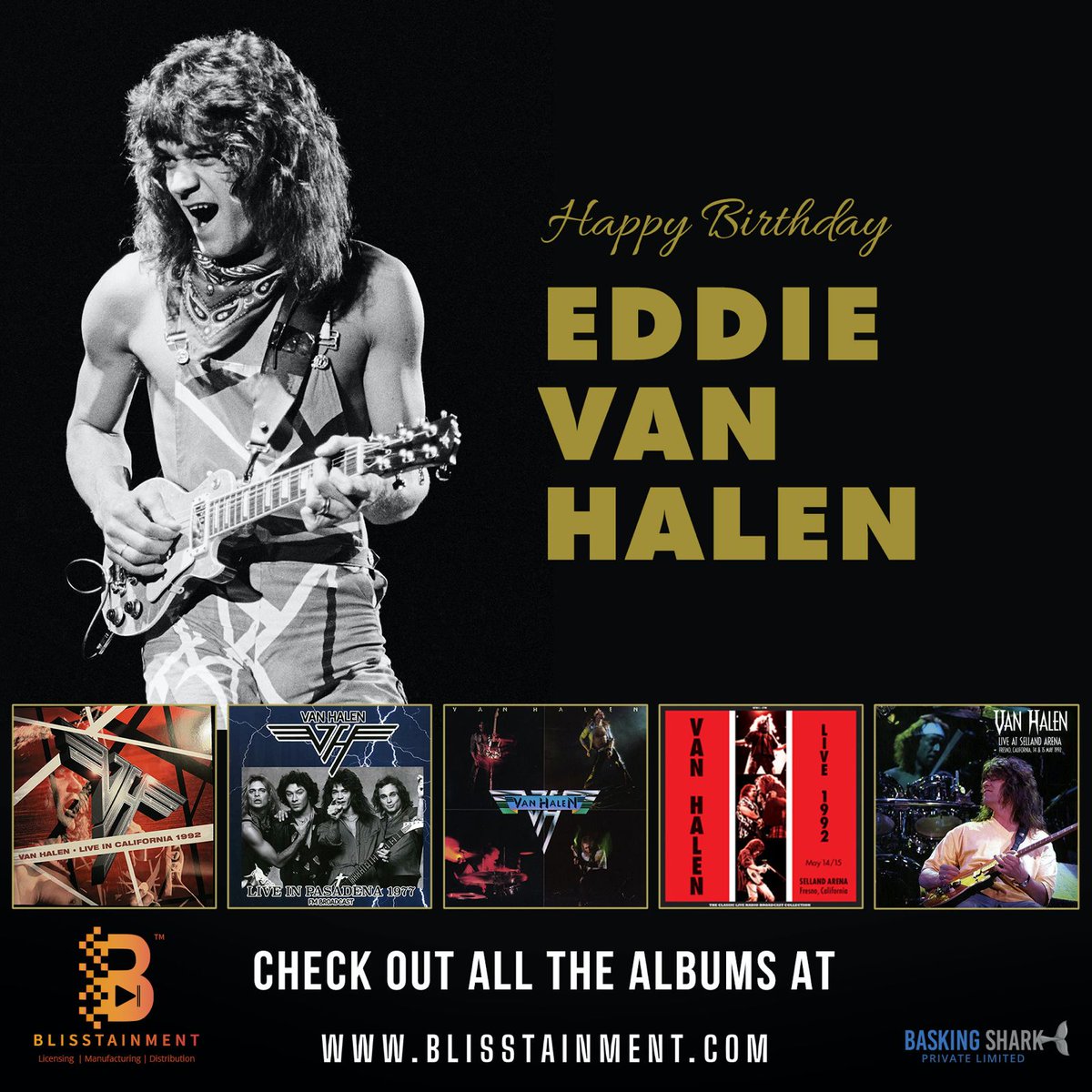 Happy Birthday, Eddie Van Halen! 🤘🎸 Rock the night away with Van Halen's vinyl masterpieces. 

#Blisstainment #VinylLove #EddieVanHalen #RockOn #MusicMemories #VinylRevival #ClassicRock #SpinTheVinyl #VintageVibes #GroovyTunes #CollectorEdition #AnalogMagic #TurntableBliss