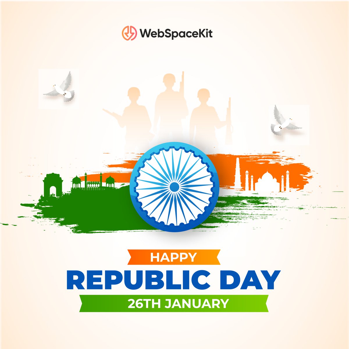 Happy Republic Day from all of us at WebSpaceKit! 🎉

#RepublicDay #WebSpaceKit #HappyRepublicDay #RepublicDayWishes #India #Nation #Indian