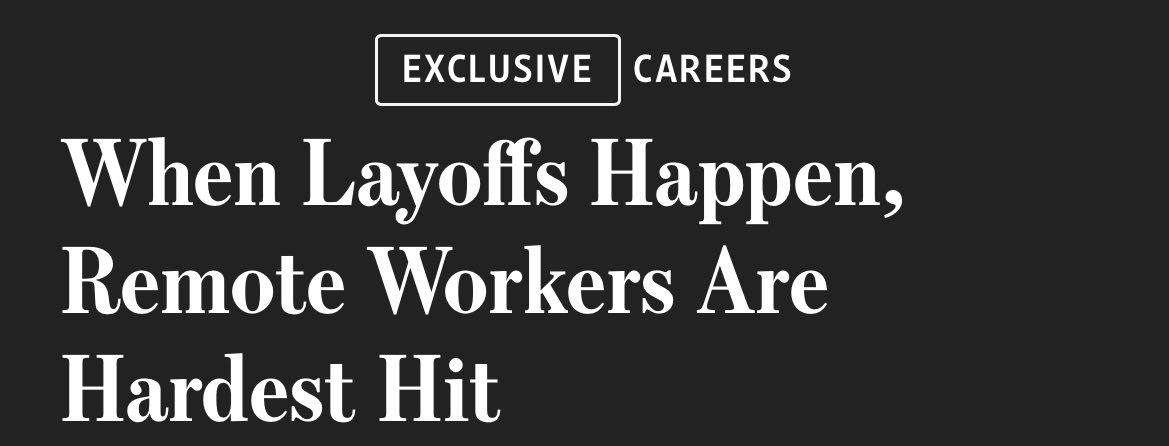 carlquintanilla's tweet image. WSJ: “.. Workers logging on from home five days a week were 35% more likely to be laid off in 2023 than their peers who put in office time, according to an analysis of two million white-collar workers ..”

@WSJ #WFH 
wsj.com/lifestyle/care…