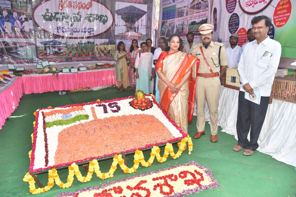 - 2 - 26-01-24-Kurnool-Dist Collector Dr.G.Srijana garu on the occasion of republic day in police parade grounds received gaurd of honour, honoured freedom fighter families,visited stalls arranged,given commendation certificates.Students given colour full dance performances