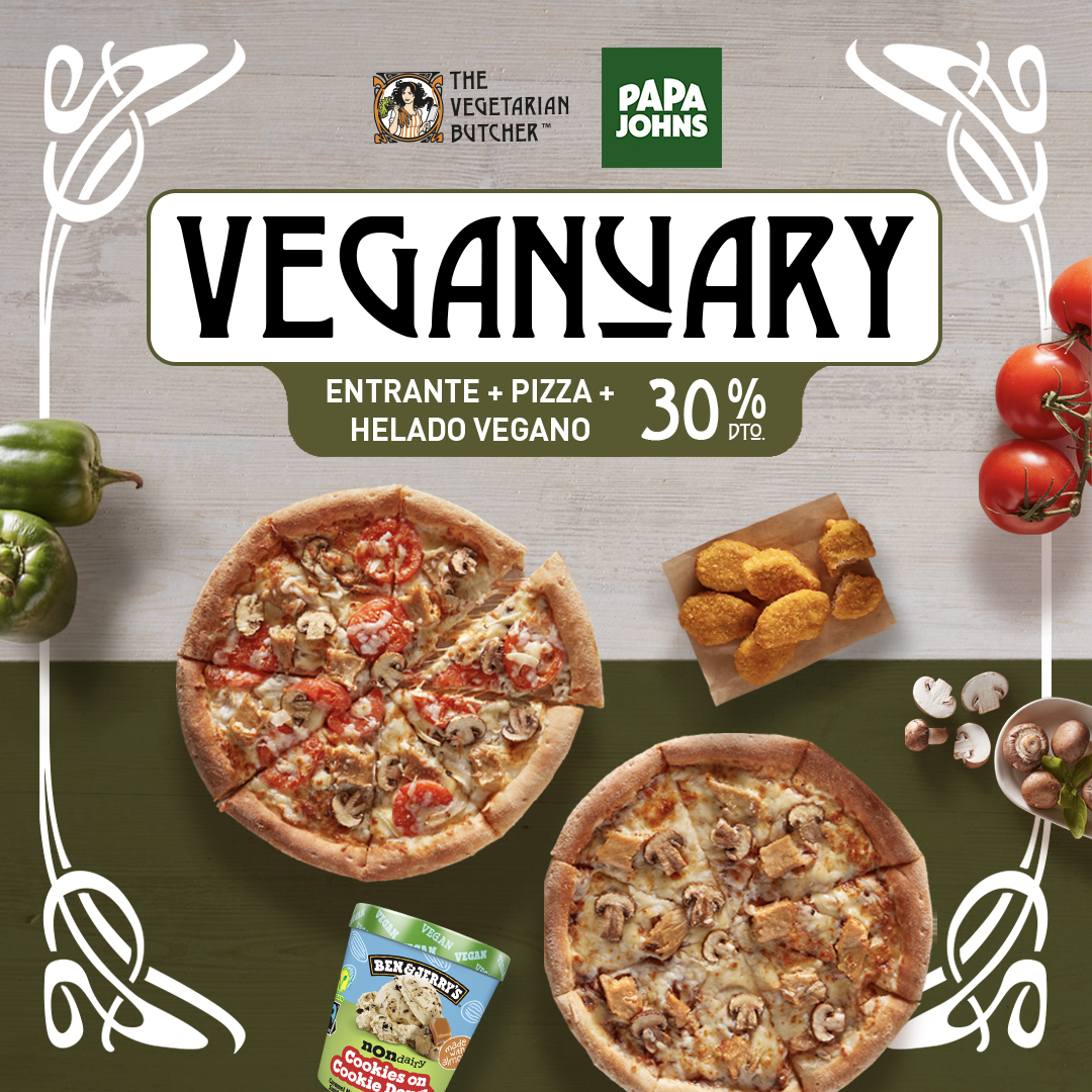 PROMO VEGANUARY💥
Promo de última hora con <a href="/PapaJohns_ES/">Papa Johns Pizza ES</a>. Consigue un 30% de dto. en tu combo que incluye: Entrante + Pizza + Helado vegano. 

Un poco tarde, ¡pero qué oferta! Cierra Veganuary de la forma más redonda. 🌱✨
Disponible hasta el 31/01 o hasta finalizar existencias.