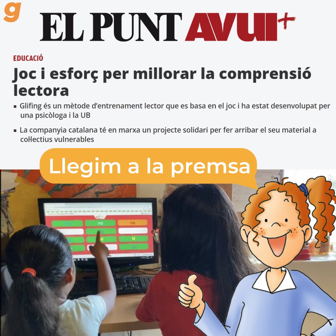 Glifing's tweet photo. En aquest article, publicat al diari El Punt Avui, es parla dels recents resultats de les proves PISA i com el joc i l'esforç pot millorar la comprensió lectora. 

Link ->https://t.co/8RBdPzuP5n

#informepisa #comprensiolectora #metodoglifing @ComunicAccio @elpuntavui https://t.co/O9LDmsH4Jv