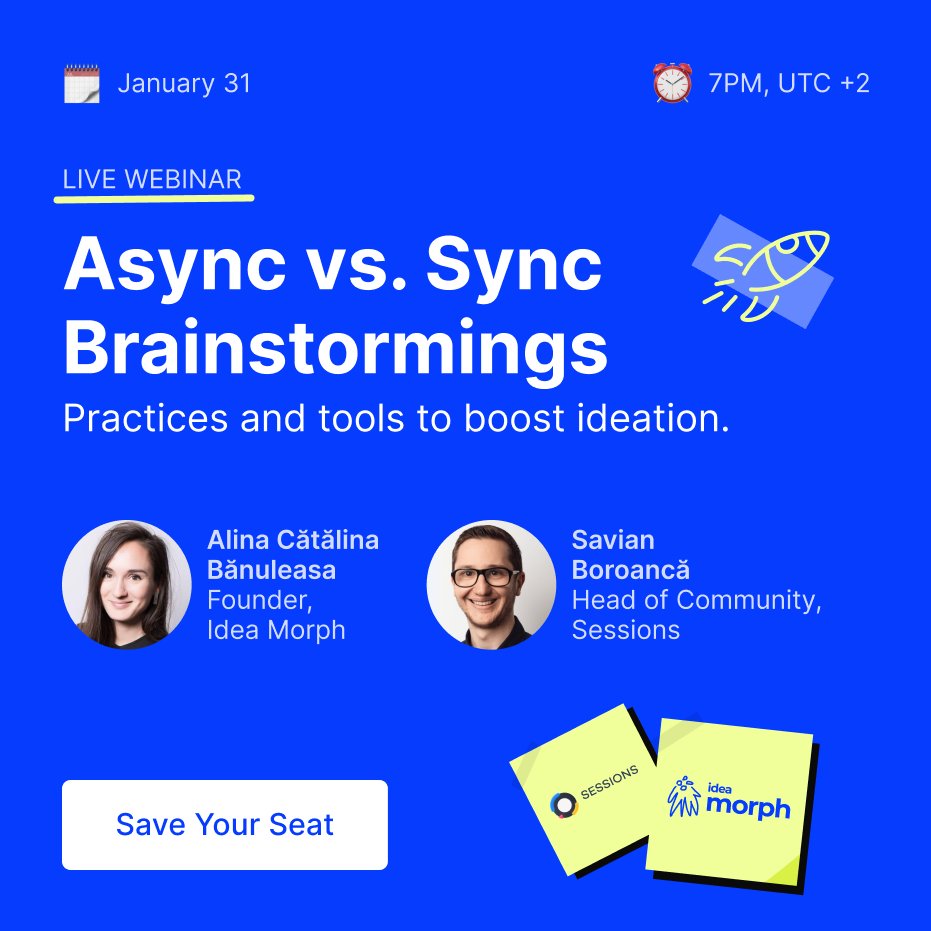 trymorph's tweet photo. Get ready to rock your next brainstorming session. 🎯 Join our exclusive webinar event and find out the latest methods &amp; tools to use for asynchronous but also synchronous brainstorming.🚀https://t.co/tlLs0MZPpy https://t.co/cF4ZMIOQeK