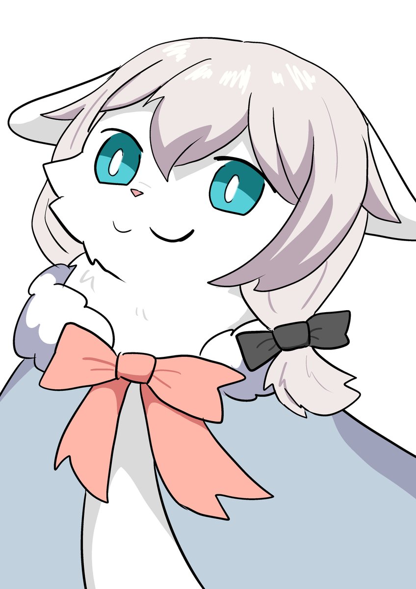 white background bow smile simple background white fur solo blue eyes  illustration images