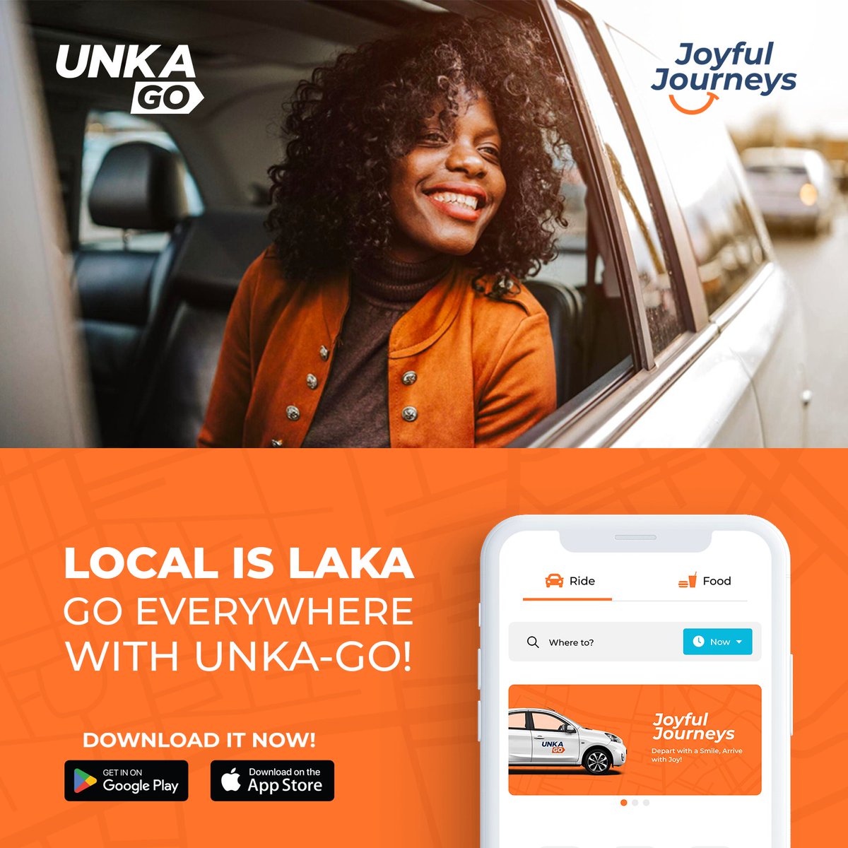 unka_go's tweet photo. Experience the pride of Zambian excellence in every ride! πΏπ²πβ¨ Go everywhere with Unka-Go. π§‘ Download the app now ππΎ https://t.co/aKbj16K1vF
#LocalPride #Unkago #ZambianTaxi #Taxi #taxiapp #ZambianExcellence #LocalIsLaka #Zambia #Lusaka https://t.co/pUT4cIvbsb