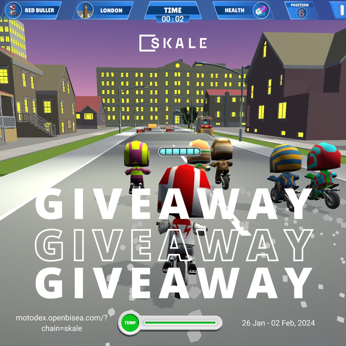 🎉 Exciting News! 🚀 Join the Skale x MotoDEX Giveaway and WIN $10 in NFTs! 🌐🔗 📅 Jan 26 - Feb 2, 2024 💰 Total Prize: $250 NFTs 🔗 Connect wallet & switch to SKALE: motodex.openbisea.com/?chain=skale 🖱️ Click POAP & confirm! Don't miss the crypto thrill! 🏍️💸