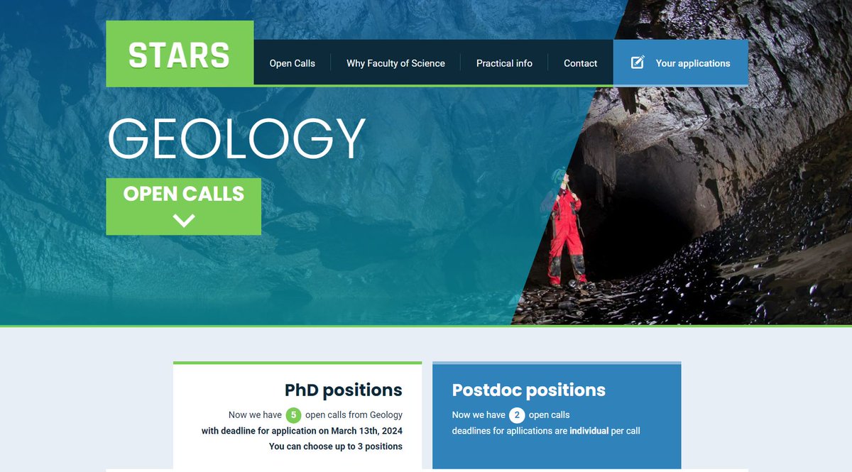 🌋✨ Dive into the world of #Geology with our exciting #PhD opportunities! 🎓🌍 The STARS program at the Faculty of Science is offering fully funded positions for doctoral students. 🚀💎
🔗stars-natur.cz/phd-positions/…