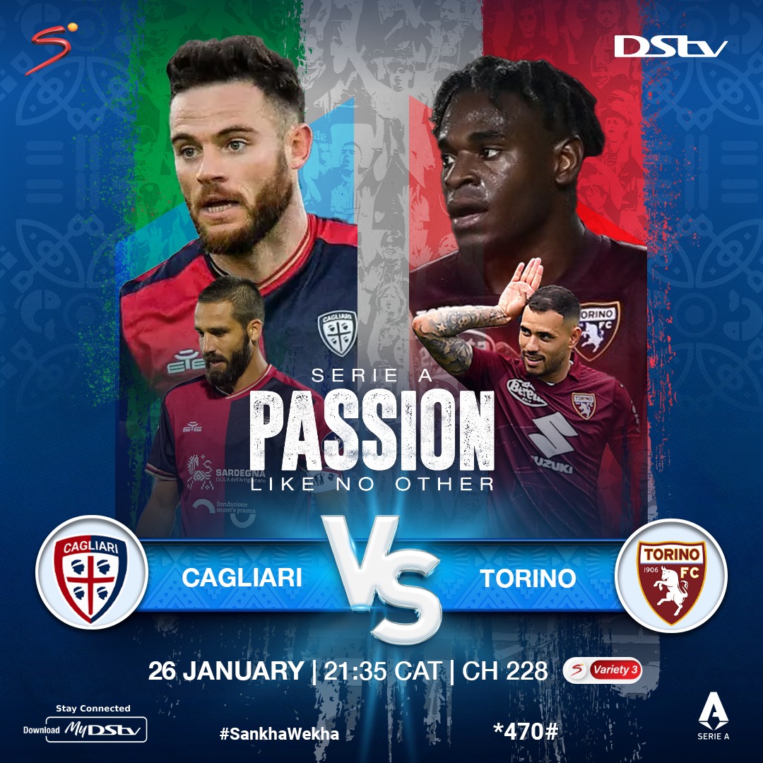 MalawiStv's tweet image. Here&apos;s what we have for you in #SerieA tonight.
Stay connected, as Cagliari face Torino at 21:35 on S Variety 3 (228)
#TimeToConnect