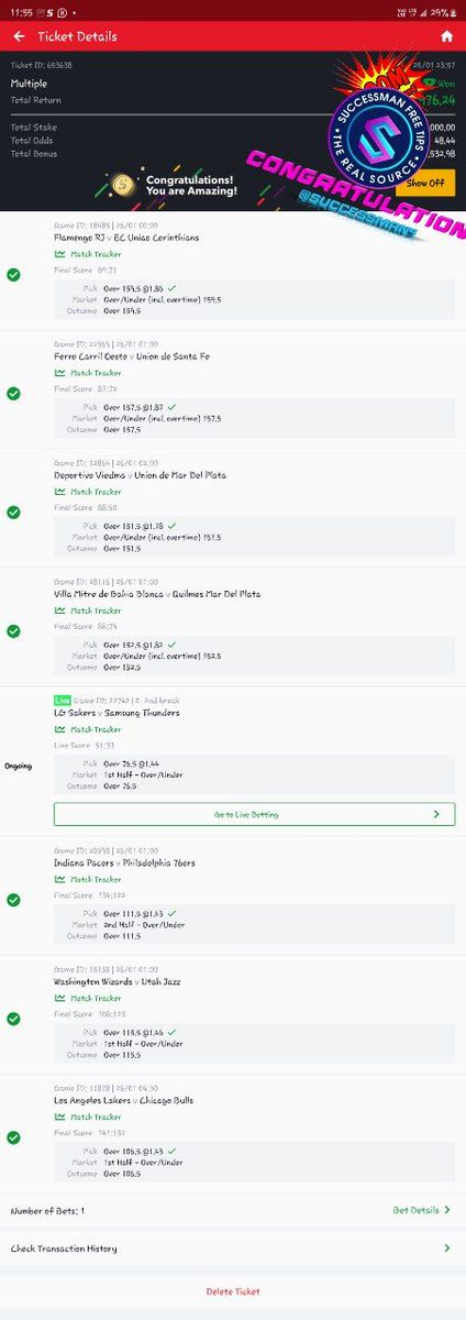 Kevinstaton56's tweet photo. Congratulations y’all 🎊 👏 💐 

50 odds Boooom🥳🥳🥳

Drop your winning tickets under this tweet 👏 🎊 🙌 🙏 

Join Telegram for more👉https://t.co/G8P8YIi92y https://t.co/ZG8rsn1LDT