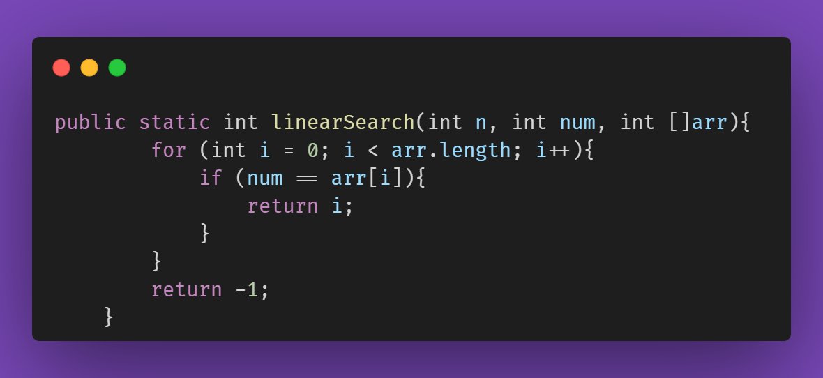 Day 26 of #100DaysOfCode 
Happyyy Republic Day 🇮🇳 #India #RepublicDay2024 
So today I read about some programming concepts and guess what this code can do ??
Well if you said linearSearch, yess this code will search for a given number in the array😁 #Java #codinglife