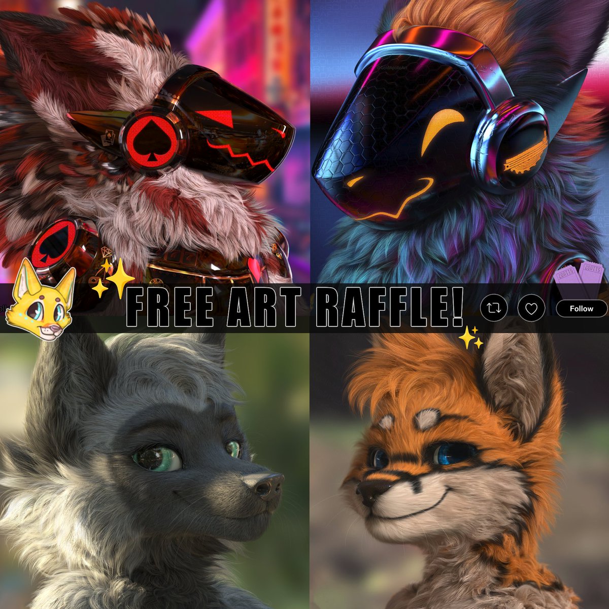 ‼️ART RAFFLE TIME‼️ We made it to 7.5k! 🎉🎉 Thank-you so much everyone! To celebrate lets have an art raffle. Prize -> Illustrated headshot 🎉 💚 All species welcome! 💚Like and RT this post 💛[Optional] Comment your OC! Ends Feb 10th