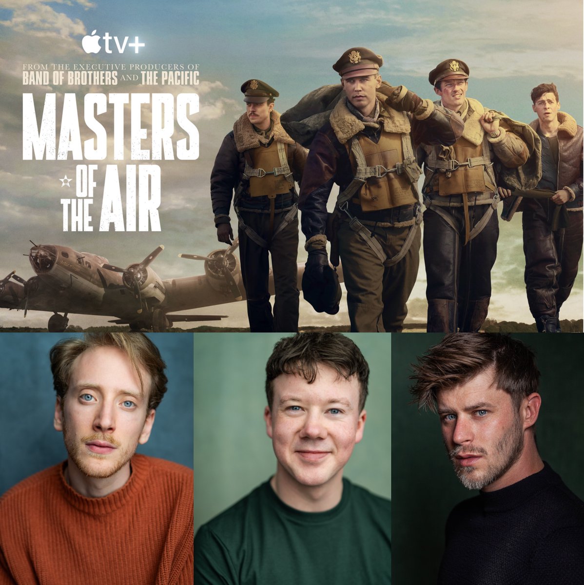 Episode 1 &amp; 2 of the eagerly anticipated <a href="/AppleTV/">Apple TV</a> series #MastersOfTheAir are now available to stream with the brilliant <a href="/NitaiLevi/">Nitai Levi</a> as Sgt Paul A. Vrabec, @baileybrook1 as Sgt Charles K. Bailey and <a href="/LBActor/">Luke Baker</a> Luke Baker as Sgt Vern M. Best! Cast by <a href="/CastingLucy/">Lucy Bevan Casting</a>.