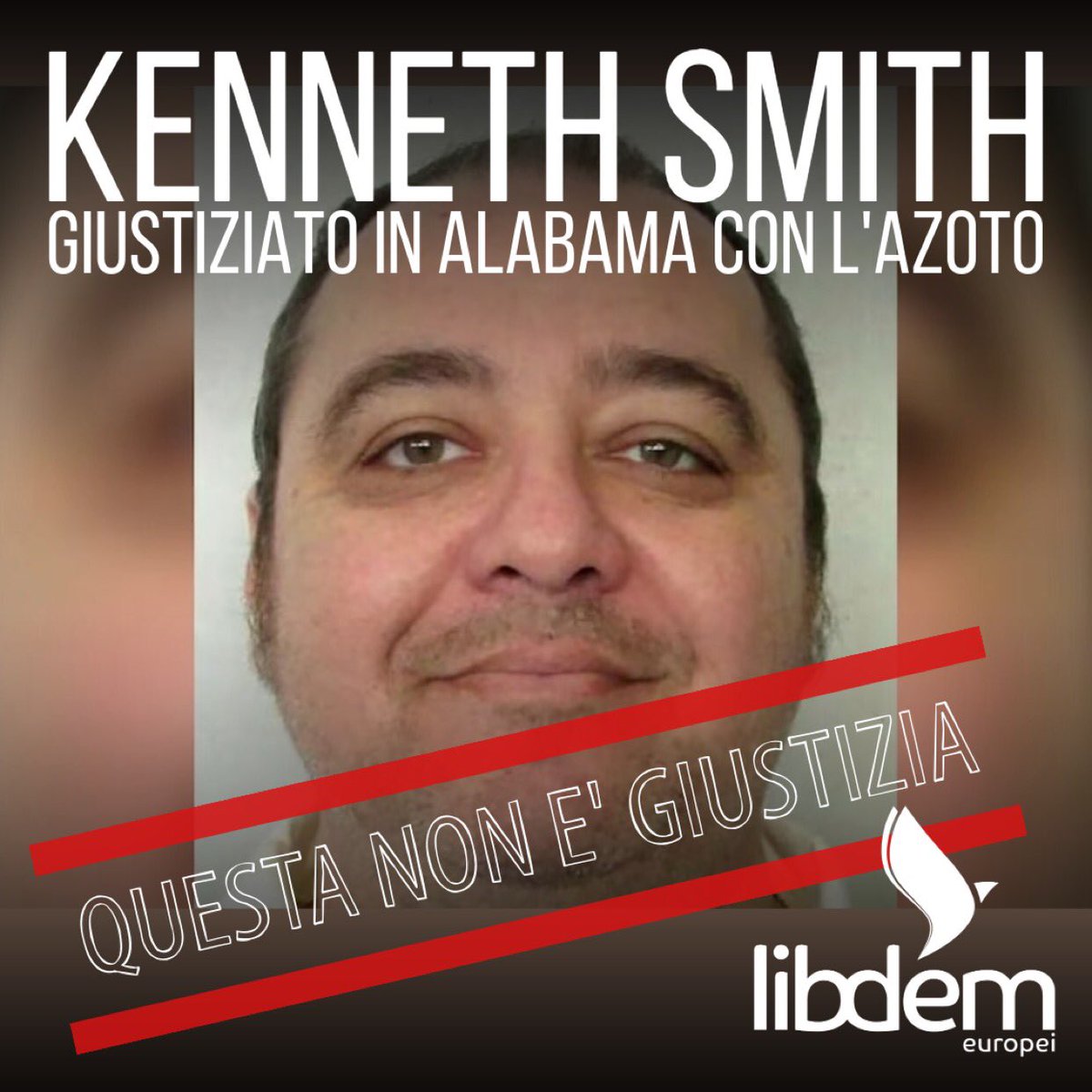 #KennethSmith è stato giustiziato dallo Stato dell’Alabama, costringendolo a respirare azoto puro.

Il corpo si è contorto fino a che Kenneth non ha smesso di respirare.

Queste le sue ultime parole, rivolte non solo ai suoi familiari, che erano nella stanza accanto a quella…