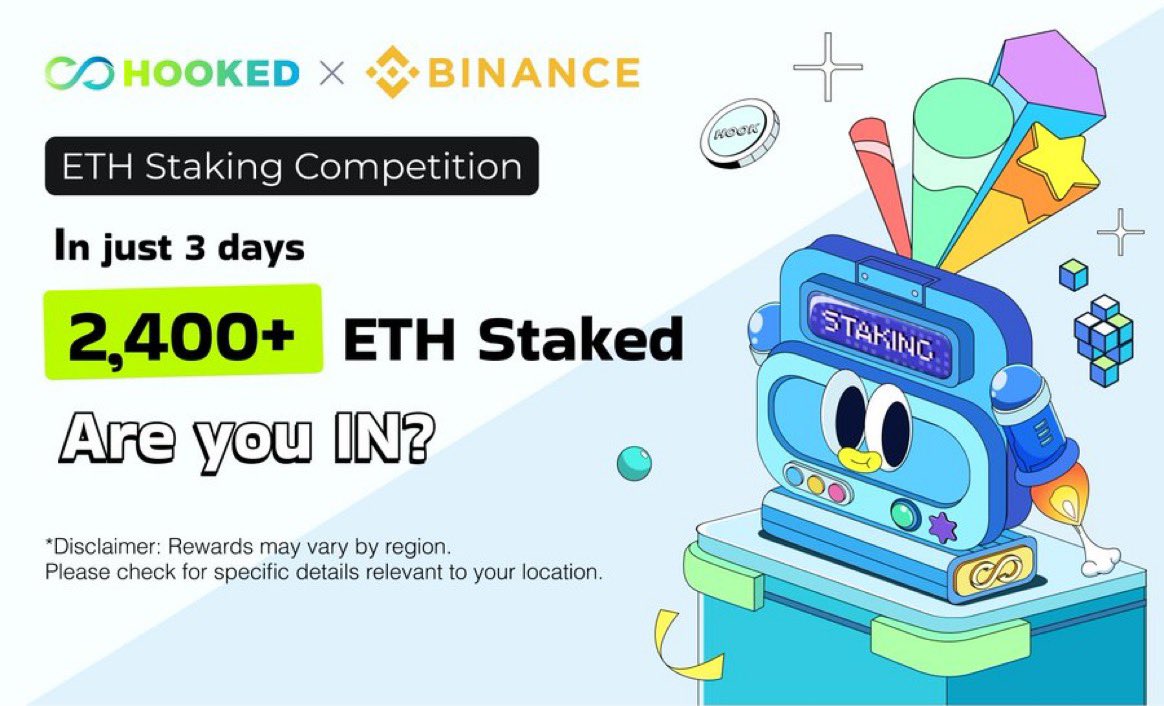 #Hookedfrens #HookedonEvent
#iNoGree
Hooked X @binance ETH Competition: Golden chance to master Web3 & win Big!

All you have to do is:
🚀Stake at least 0.1 ETH
@HookProtocol 
Win up to $45,000 in HOOK Locked Products & iPhone 15!
binance.com/en/activity/ma…