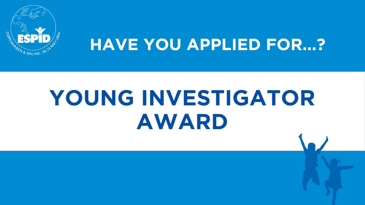 🚨 Opportunity for #YoungESPID members!
Extended deadline for the Young Investigator Award!
<a href="/ESPIDsociety/">ESPIDSociety</a> would like to encourage all Young ESPID members who have conducted high quality research to apply!
🗓️ Deadline: 9th February
⏩ More info: shorturl.at/qxGW8
