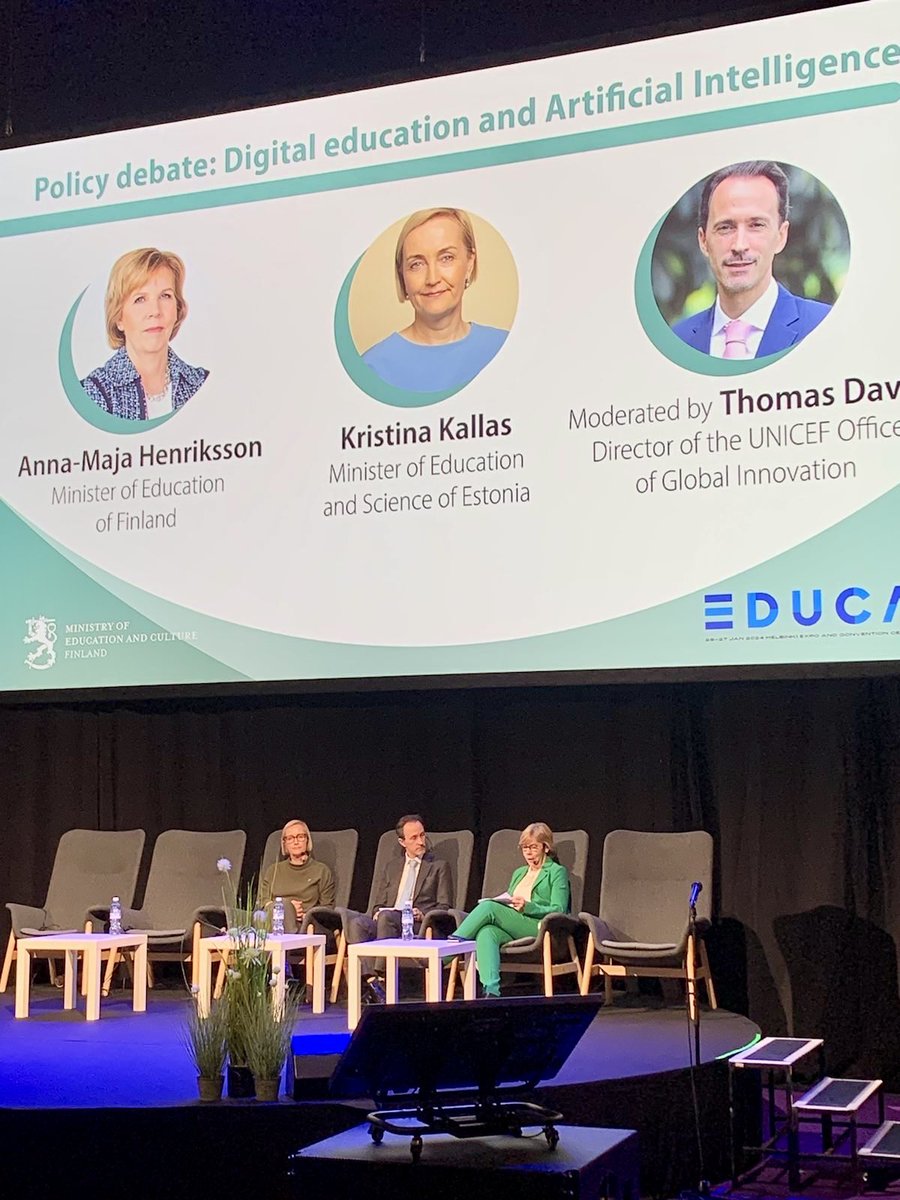 #Educa: how does AI and digitalisation change the education field?
A panel discussion between 🇪🇪 minister of education and research Kristina Kallas and 🇫🇮 minister of education @anna_maja. #educa2024