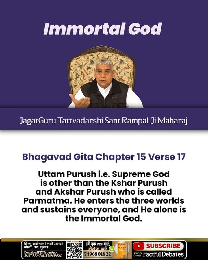 GarimaGeetaKi's tweet photo. Gita Chapter 15 Verse 17 :- Uttam Purush i.e. Supreme God is other than Kshar Purush and Akshar Purush who is called Parmatma. He enters the three worlds and sustains everyone, and He alone is the Immortal God.
- Sant Rampal Ji Maharaj
#Mere_Aziz_Hinduon_Swayam Padho Apne Granth https://t.co/PlR9v4yTWM