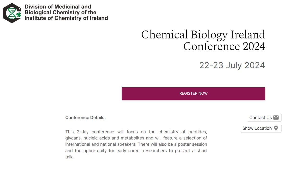 The registration for the 2nd International Chemical Biology Ireland Conference is open! universityofgalwaycbic.clr.events/event/134280:c… Join us in beautiful Galway for two days of great Science!