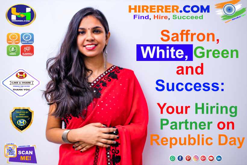 HIRERER.COM, Uniting Talent, Building Futures: Celebrate Republic Day Recruitment

#RepublicDayIndia #JaiHind #indiarepublicday #indiarepublicday2024 #Tiranga #GrowWithIndia #TalentAcquisition #DiversityHiring  #rentahr #OutOfJob #Hirerer #iHRAssist #smartlyhr