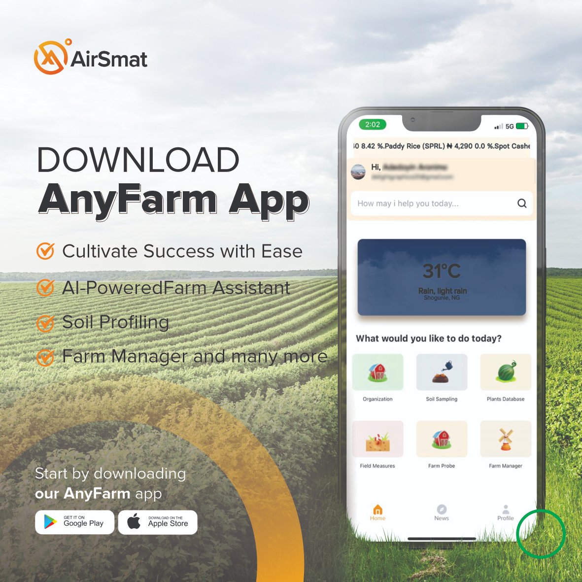 Discover the abundant benefits of using AirSmat’s AnyFarm app today. With AirSmat by your side, success is guaranteed. 🌾 Get started today by AnyFarm, and see your farming endeavors thrive! airsmat.com/#/Anyfarm