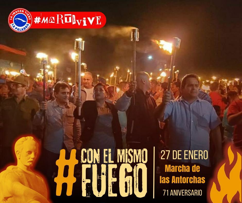 ¡Participa en la Marcha de las Antorchas en honor al 171 aniversario del natalicio de José Martí! No te pierdas este emotivo homenaje. ¡Asegúrate de llevar tu antorcha para iluminar la noche! #MartíVive #ConElMismoFuego🇨🇺