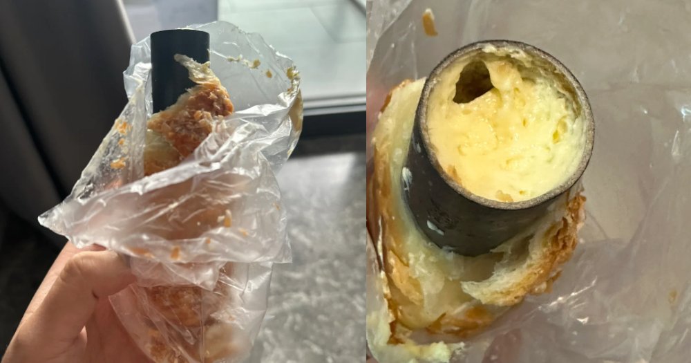 MothershipSG's tweet photo. Woman in S'pore finds stainless steel 'pipe' in BreadTalk pastry, says her teeth almost fell out https://t.co/RAiX8tQoqh https://t.co/XbNOROsPvb