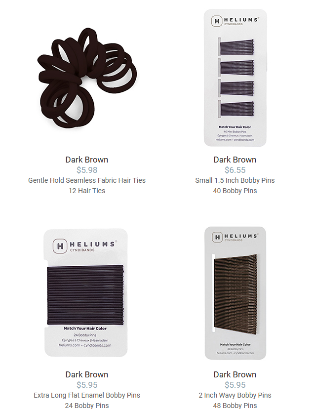 Few people have black hair so why buy black hair ties &amp; hair pins? 

Try Heliums Cyndibands Dark Brown collection that will truly blend with your beautiful dark brown hair.

Dark Brown Hair Accessories - Hair Ties, Hair Elastics, Bobby Pins at Cyndibands.com