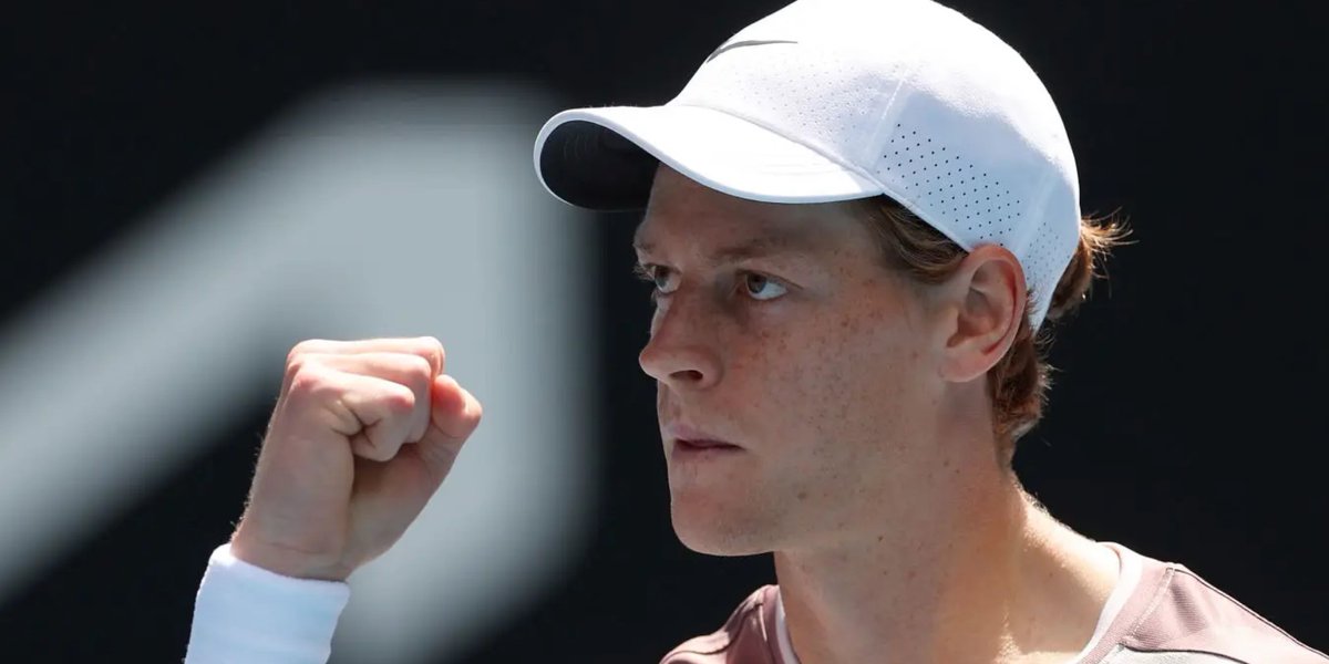 #4 Jannik Sinner beats #1 and 10-time champ Novak Djokovic 6-1, 6-2, 6-7(6), 6-3 in 3h22 to reach his first career Grand Slam final at the #AusOpen. Biggest win of his career.

3rd win over Djokovic in 9 weeks.

Djokovic's streak of 33 consecutive wins in Melbourne is now OVER!