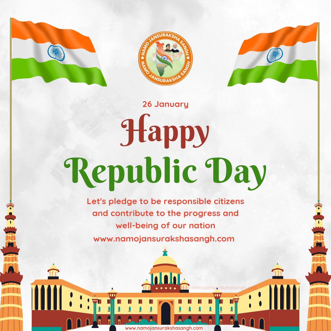 Namo Jansuraksha Sangh (@njssindia) on Twitter photo सभी देशवासियों को ७५वे #गणतंत्रदिवस की हार्दिक शुभकामनाएं। 
Wishing everyone a happy 75th #RepublicDay 
जय हिंद।।
#namojansurakshasangh #njss सभी देशवासियों को ७५वे #गणतंत्रदिवस की हार्दिक शुभकामनाएं। 
Wishing everyone a happy 75th #RepublicDay 
जय हिंद।।
#namojansurakshasangh #njss
