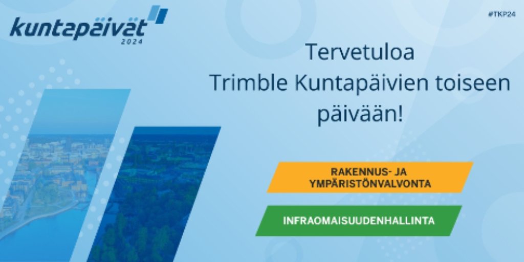 Oletko valmis toiseen päivään? #TKP24 Tänään keskitytään toimialakohtaiseen ohjelmaan: rakennus- ja ympäristönvalvonta, kartat ja kaupunkimallit, maankäyttö sekä infraomaisuudenhallinta. Liity mukaan keskusteluun tapahtuma-alustalla!