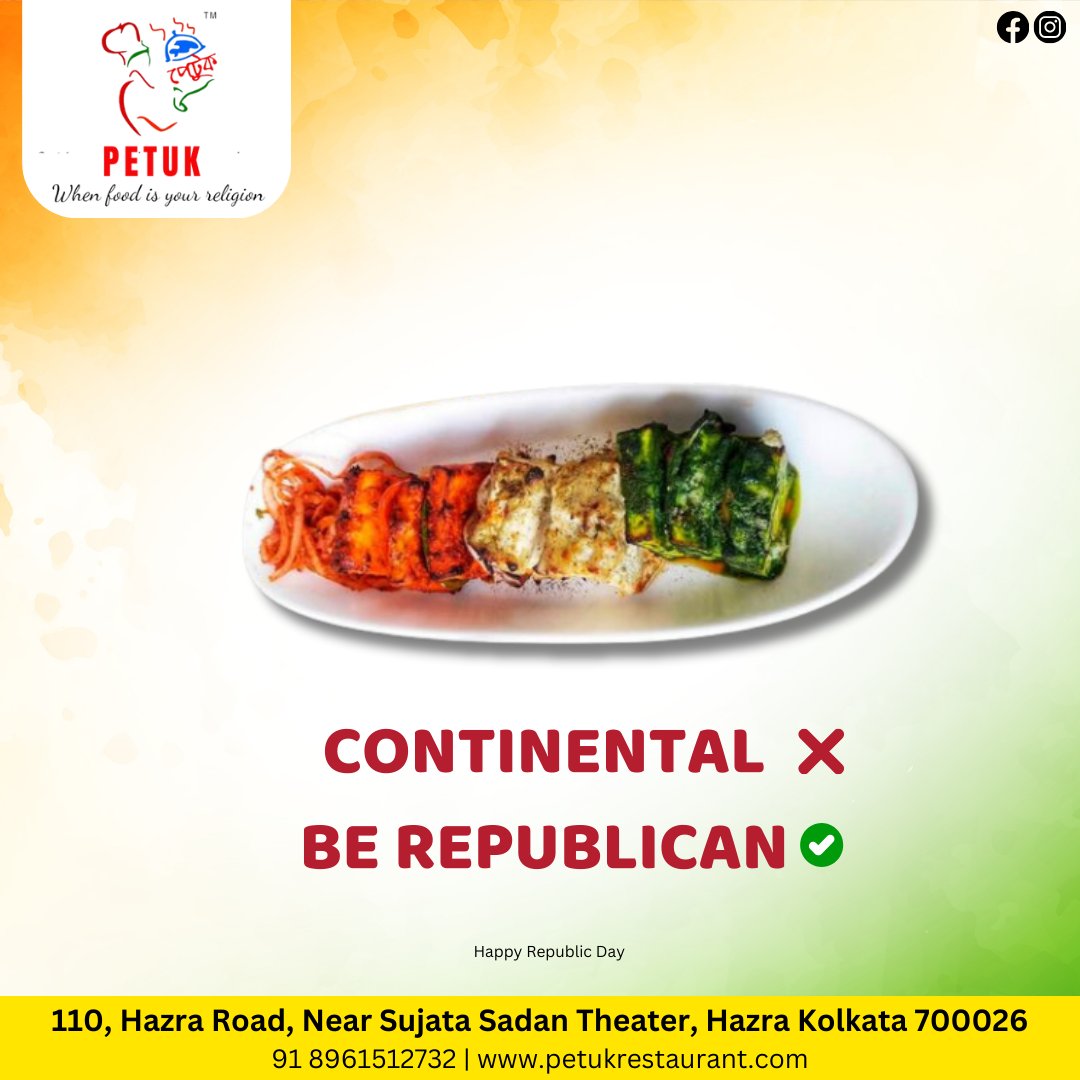 PetukRestaurant's tweet photo. Be Republican 

#26january #RepublicDay #kolkata #calcuttadiaries #kolkatafood #kebablove #KolkataDiarie https://t.co/TaFwtWHeIO
